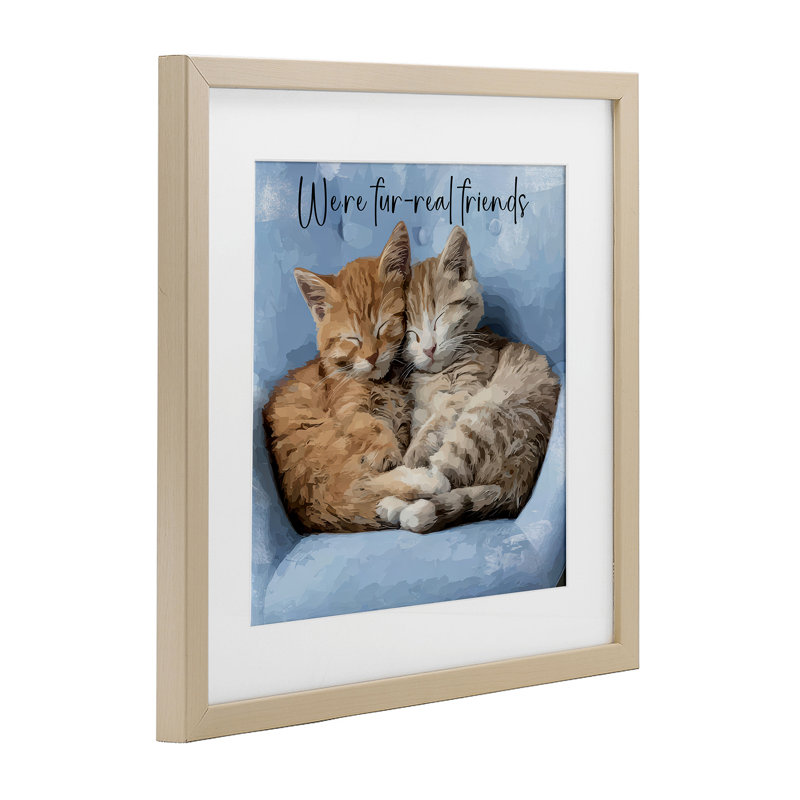 «We's Fur-Real Friends», reproduction sous verre encadrée, design par Kim Curationa, 13 x 13, Harvest Pine Under Glass Framed