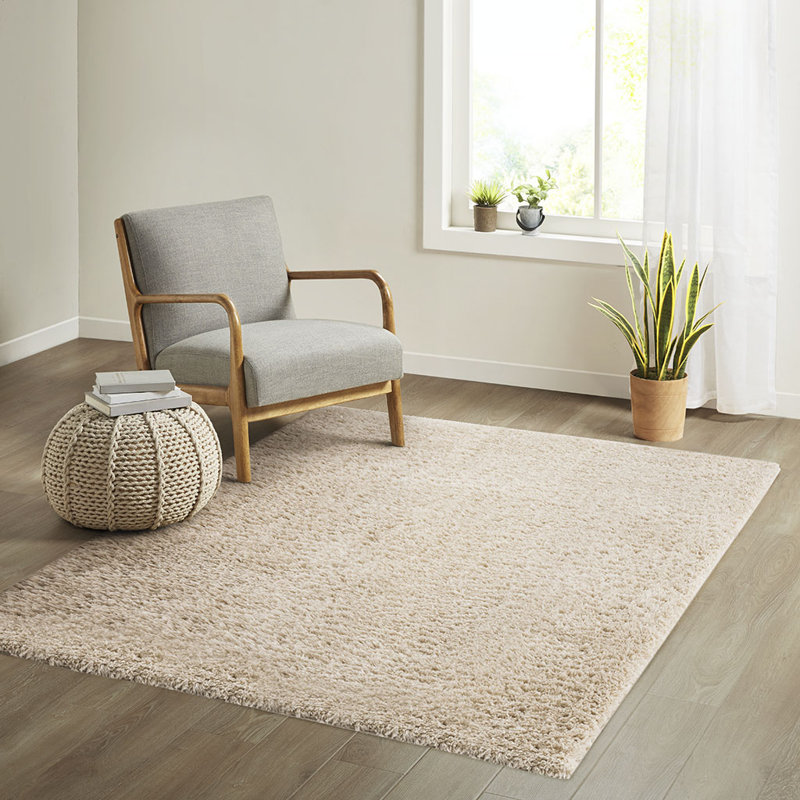 Soft Shag Polyester Area Rug, Rectangle 6'6" x 9'
