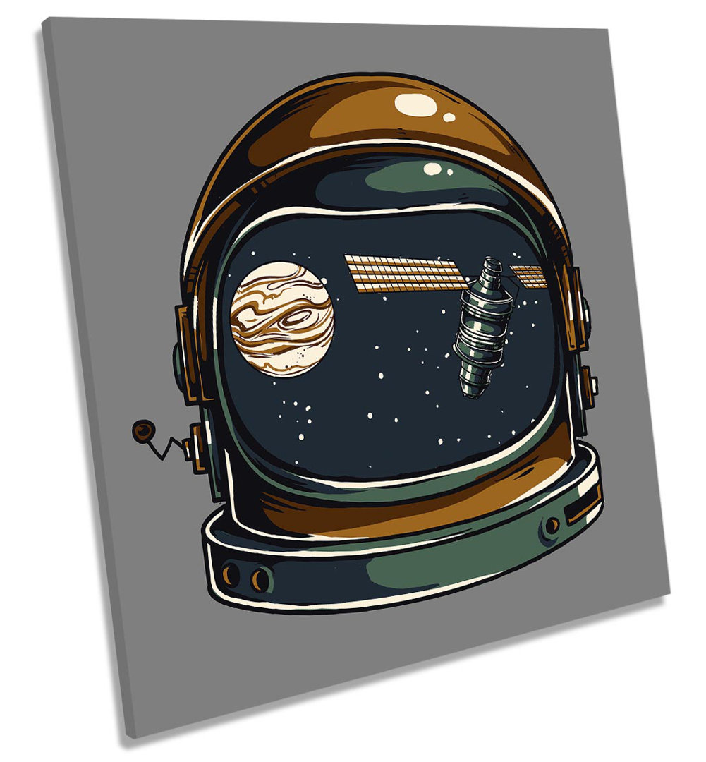 Space Astronaut Helmet Astronomy - Wrapped Canvas Print