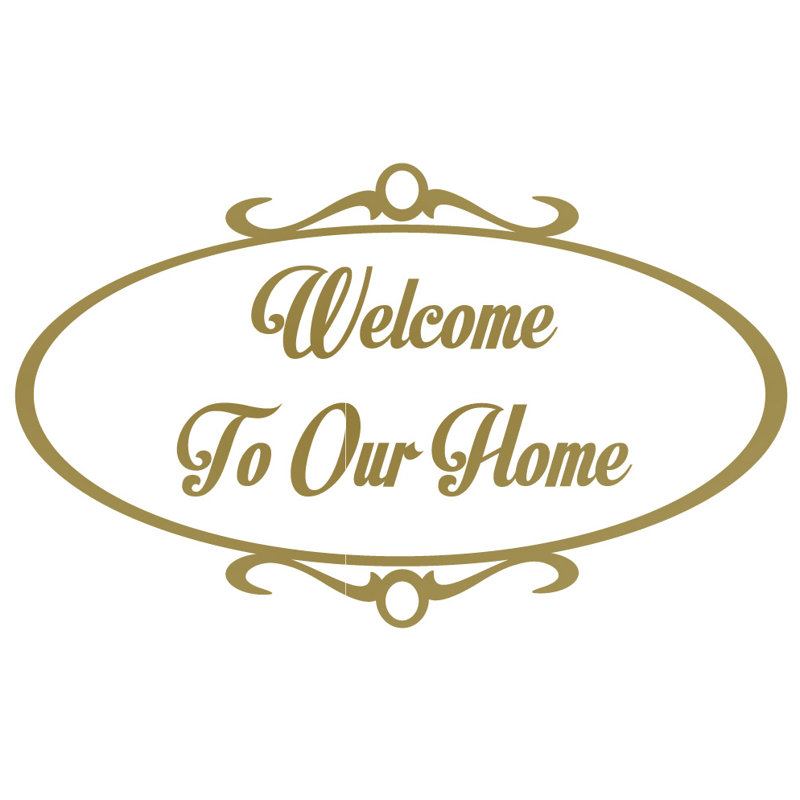Décalcomanie murale welcome to home, H 36 po x l 60 po x P 0,01 po, Or