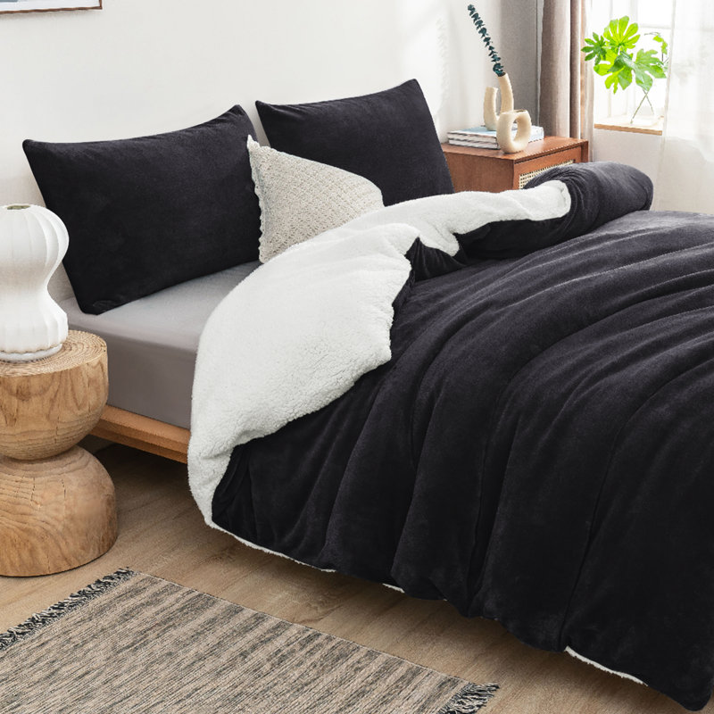 Joyan Extra Soft Sherpa Fleece Dual Sided Blanket, Grey, King