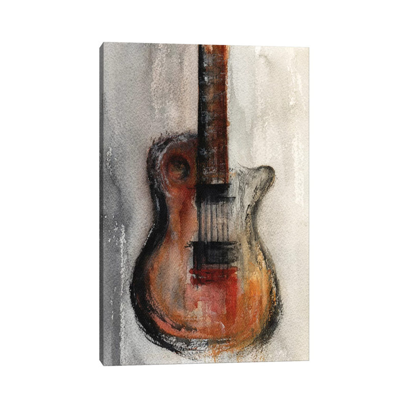 Guitar 1 Piece Painting on Canvas, 66.04cm H x 45.72cm W x 3.81cm D, Wrapped Canvas