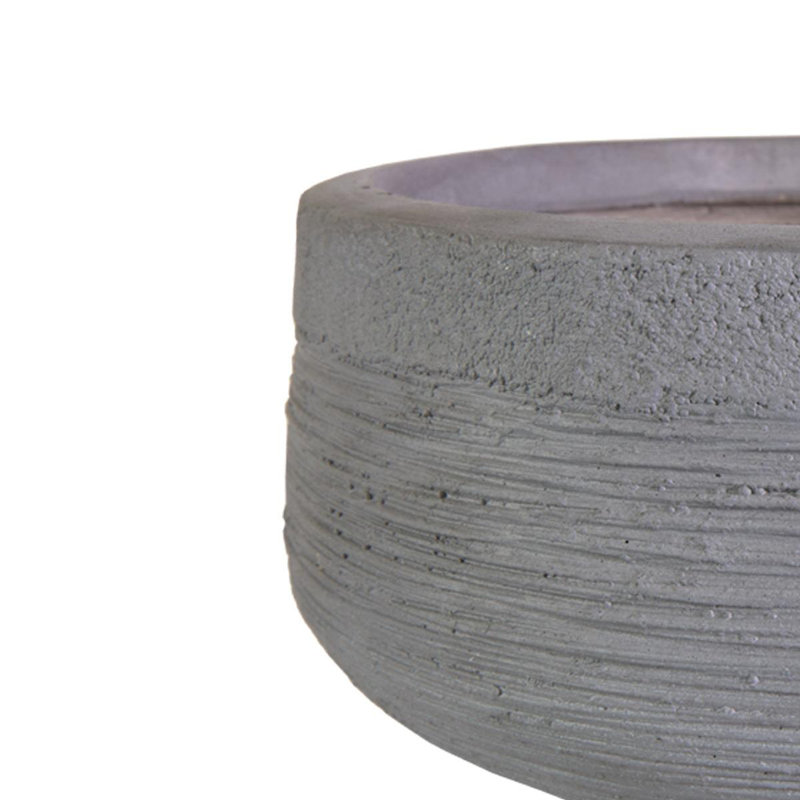 Garden Bowl Planter, Lightweight Ribbed Reinforced Stone Frostproof Outdoor Plant Pot, Planter with Drainage Holes, Bonsai Pot, Shallow Planter