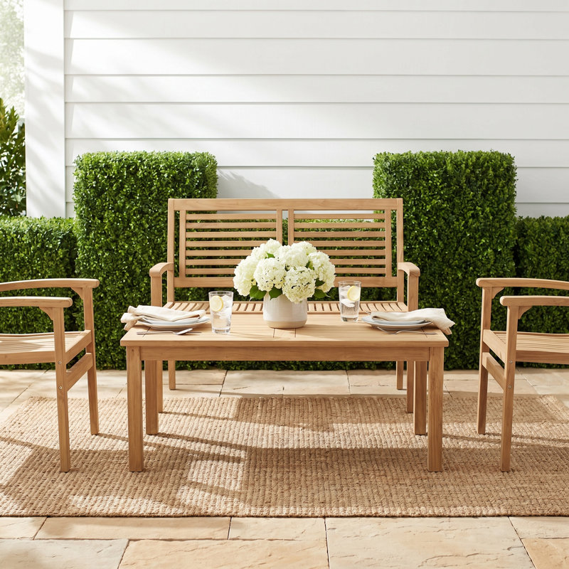 4 - Person Teak Wood Patio Dining Set with Rectangular Table