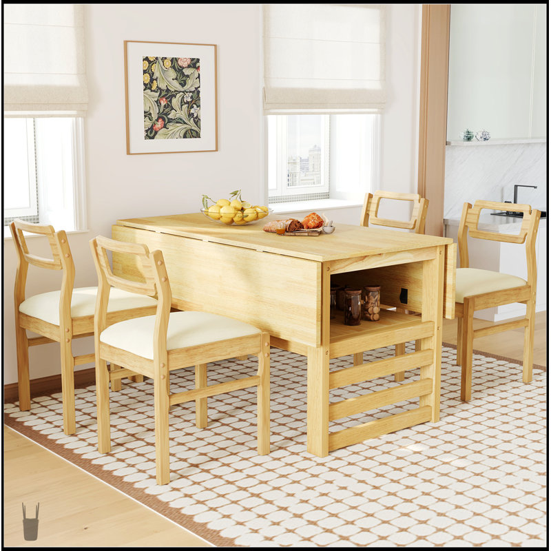 Ensemble de table de salle à manger extensible moderne en bois 47,2 po avec deux abattants de 11,8 po Modern, parfait pour les petits espaces et les réceptions