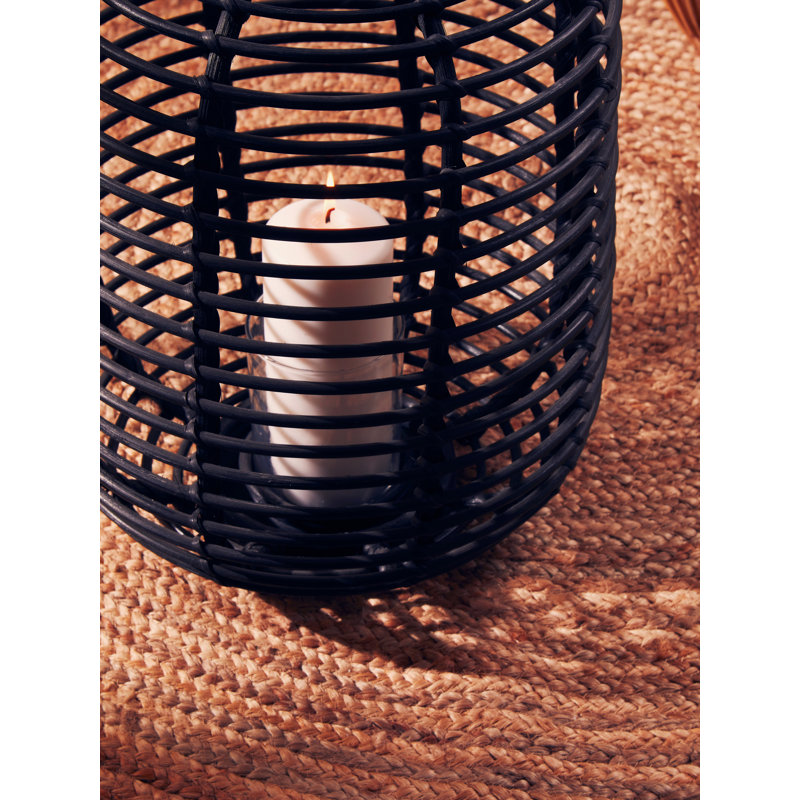 Bourbeau Wicker Tabletop Lantern, Black