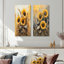 Tournesols dans un pré de blé I - ensemble de 2 impressions murales florales en métal
