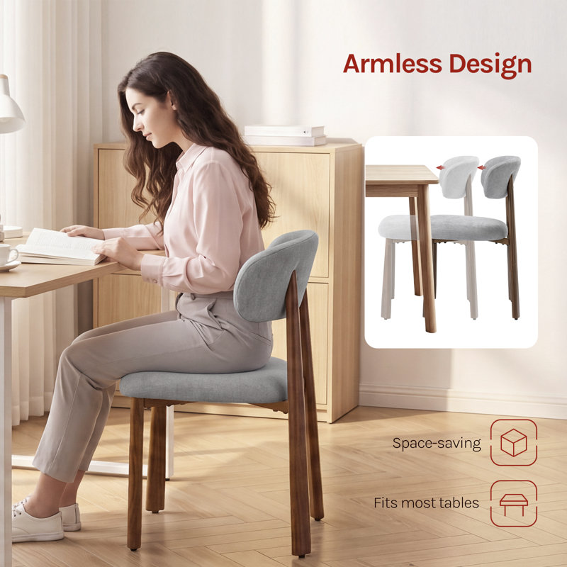 Upholstered Dining Chair, Grey, Grey, 4