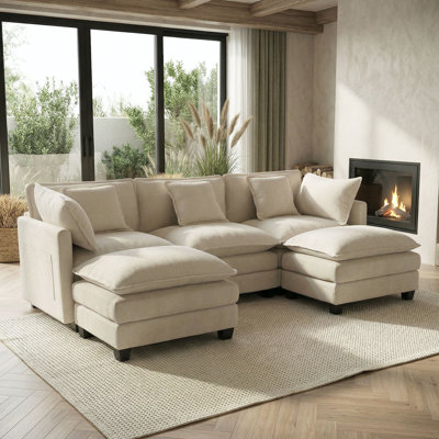 239cm Ultra-Soft Sofa with 2 Ottoman