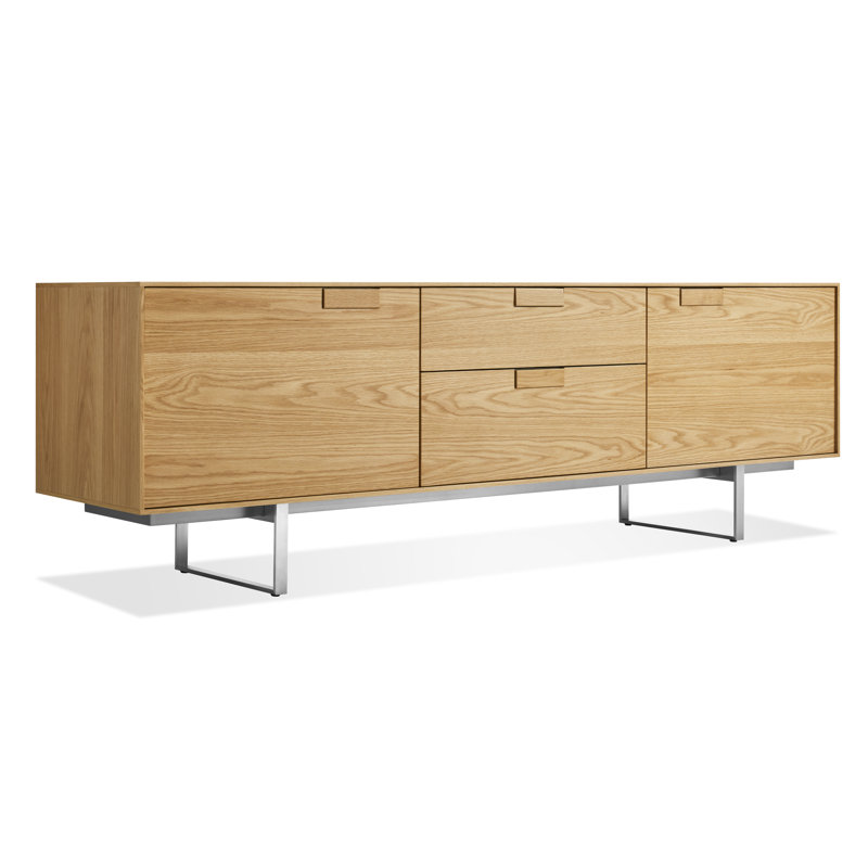 Series 11 Media Console, White Oak/Stainless Steel