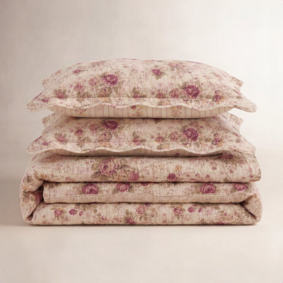 Antique Rose Cotton Reversible Quilt Set