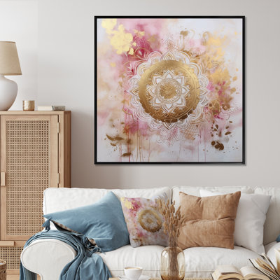 Mandala III or rose sur toile