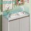 Ensemble d'armoire à chaussures cannelée blanche et noyer 5 niveaux-798239835-798239832
