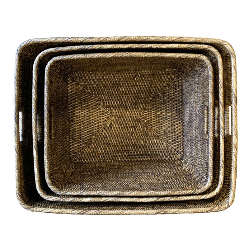 Ensemble de 3 paniers familiaux, Brun antique