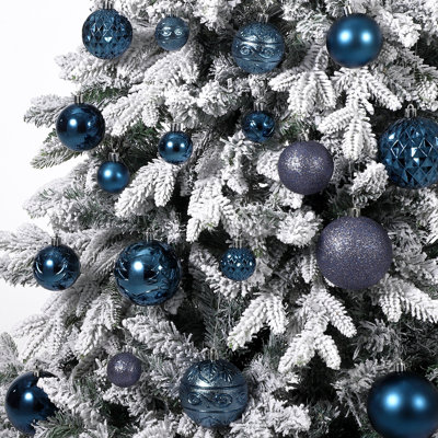 Boules de Noël incassables en plastique pour arbre, babioles à finition assortie, décoration de Noël suspendue légère pour arbre de Noël, bleu