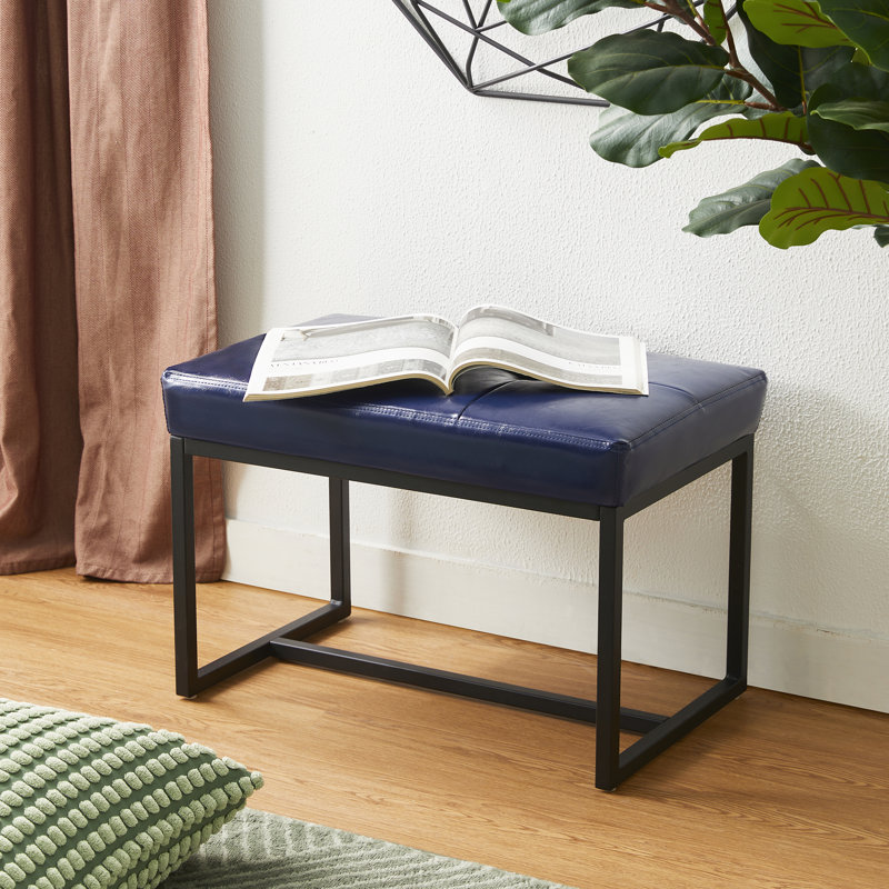 Buren Iron Accent Stool, Navy Blue
