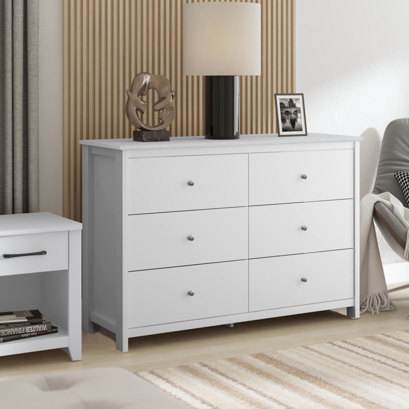 Isenbert 6 Drawer 47.2" W Standard Dresser, Matt White