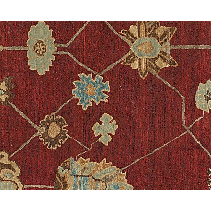 Dorset Wool Floral Area Rug in Beige/Red, Rectangle 6' x 9'