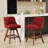 Counter Height Swivel Barstools, 26'' H Seat Height Upholstered Bar Stools Set Of 2, Fabric-1823540832