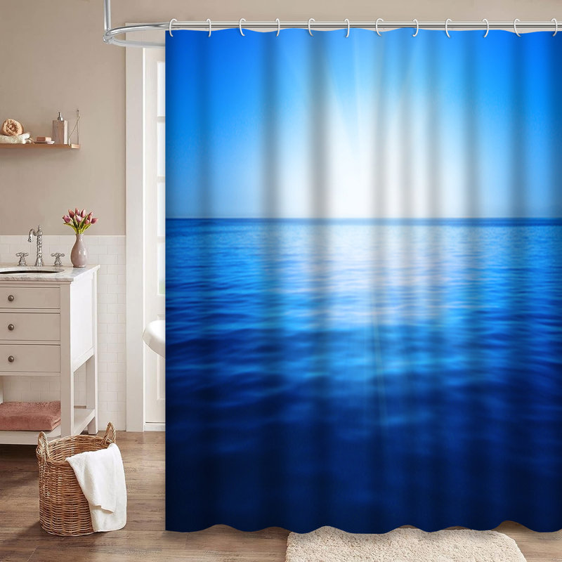 Rideau de douche avec 12 crochets Sun Blue Sky, L 72 po x l 84 po