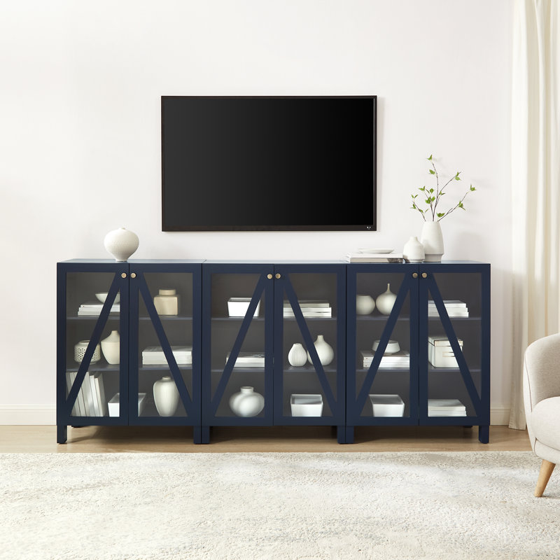 Cyndee 38'' H Media Shelves, Navy Blue