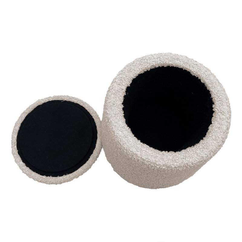 Repose-pieds rond avec rangement, Beige