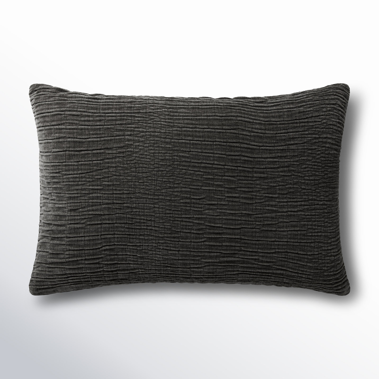 Edan Pillow Cover, Down, Charcoal, 13" x 21"