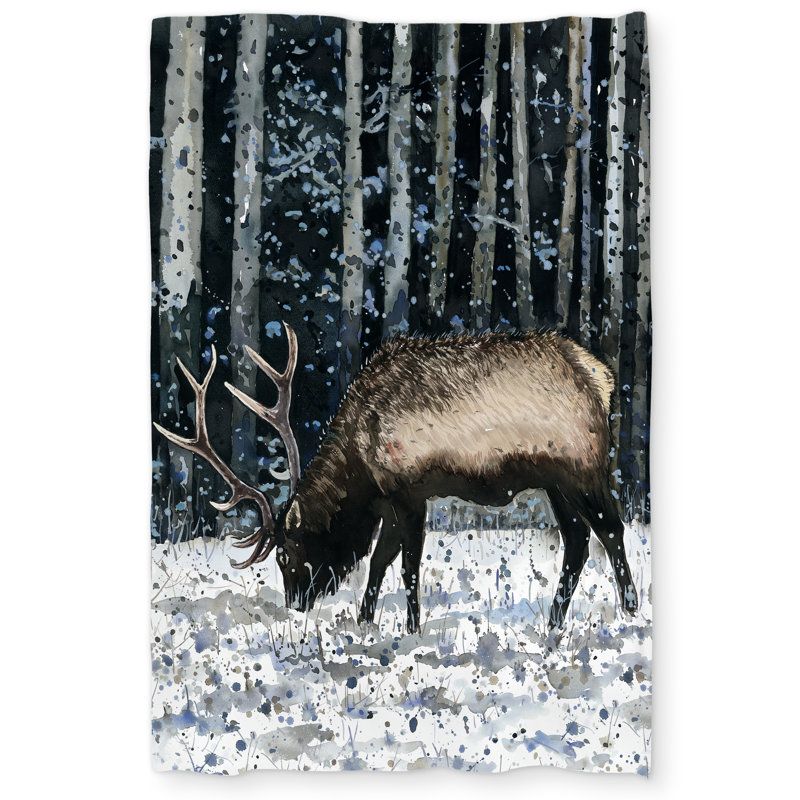 Caribou in the Winter Forest - Snow Rustic Duvet Cover