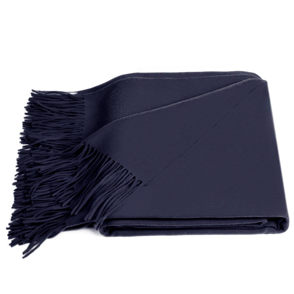 Hudie Wool Throw Blanket, Navy