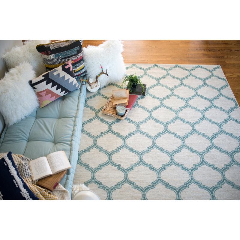 Woodbridge Blanc / Bleu Tapis, 5' x 8'