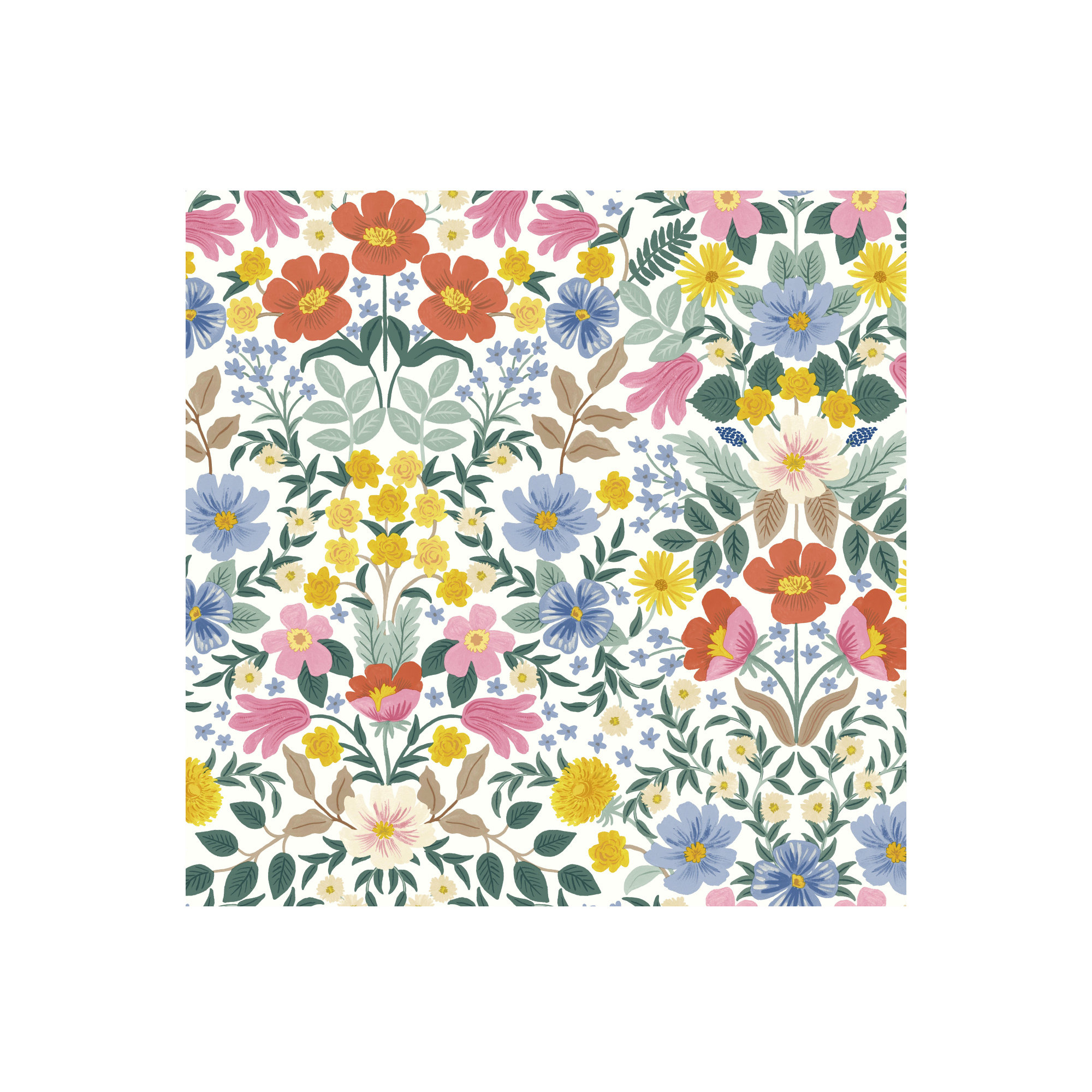 Bramble Garden 20" L x 27" W Peel and Stick Wallpaper Roll, White