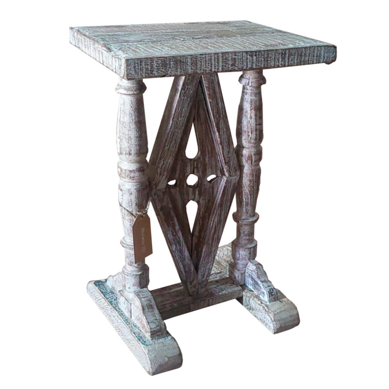 Arkeia Solid Wood Trestle End Table