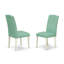 Ensemble table et chaises de cuisine 3 pièces comprenant une table de salle à manger ronde avec pied central et 2 chaises de salle à manger Parsons en similicuir blanc lin, 107 x 107 cm.-936697408-936697409-871247613