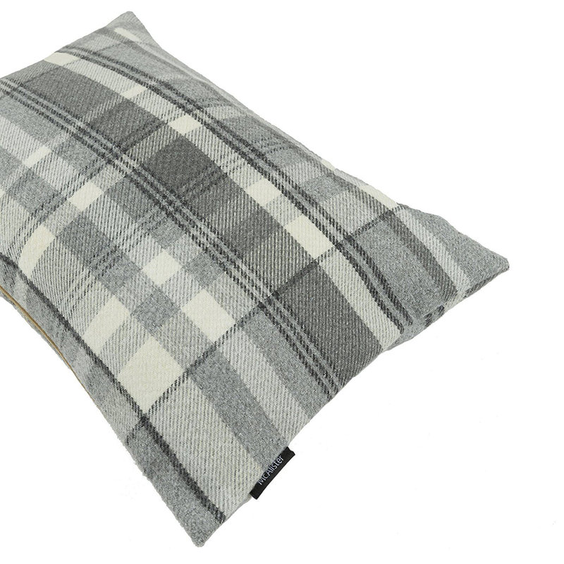 Griggs Plaid Rectangular Cushion, Dark Charcoal Grey, 30 x 50cm