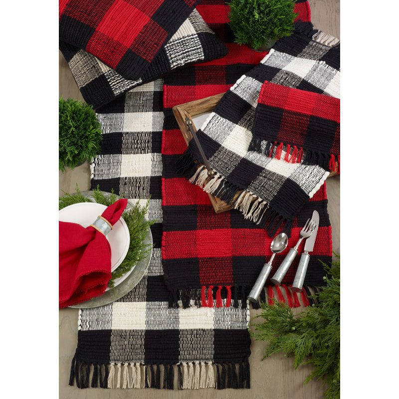 Red and Black Buffalo Plaid Cotton Table Runner