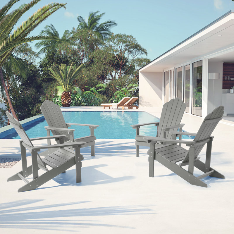 Chaise Adirondack de HiPS résistante aux intempéries, Gris clair