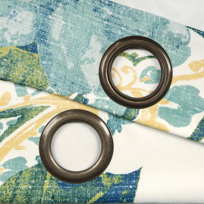 Floral Paisley Room Darkening Curtain Pair, Blue, 52"W x 108"L