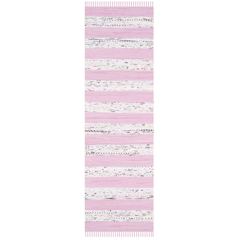 Figuig Hand Woven Cotton Striped Rug, Runner 2'3" x 7'