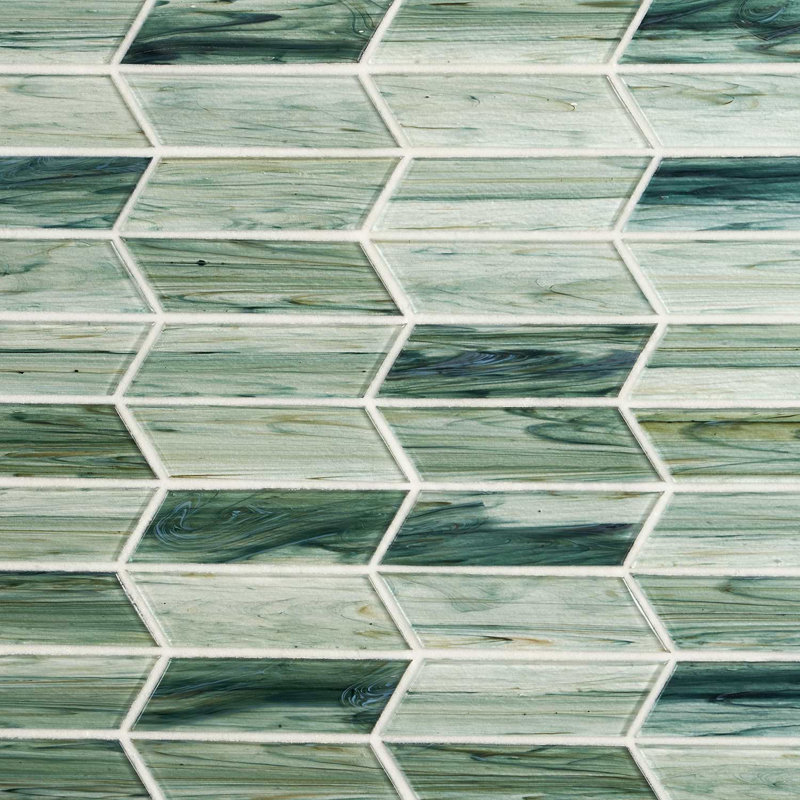 Maya 2x7 Chevron Polished Glass Mosaic Tile