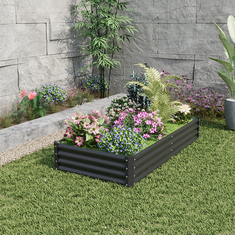 Metal Raised Garden Bed, 30" H x 180" W x 90" D, Black