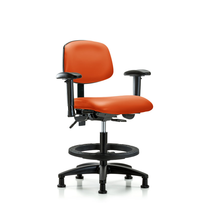 Baca Vinyl Drafting Chair, Glides, Included, Orange