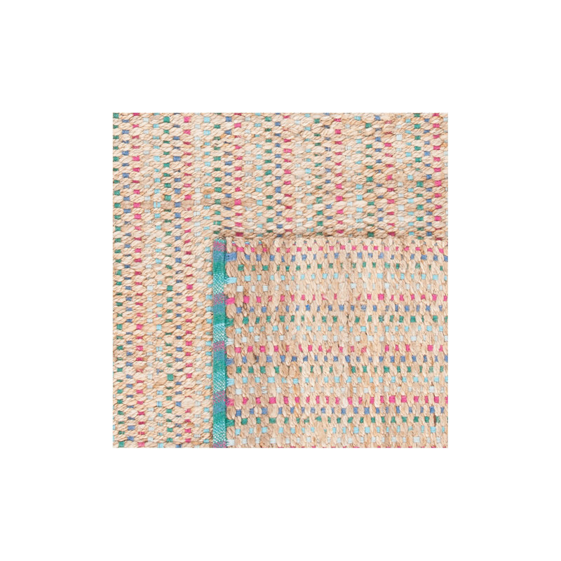 Tapis de couleur unie en jute / coton tissé à la main Doleman, Rectangle 8 pi x 10 pi