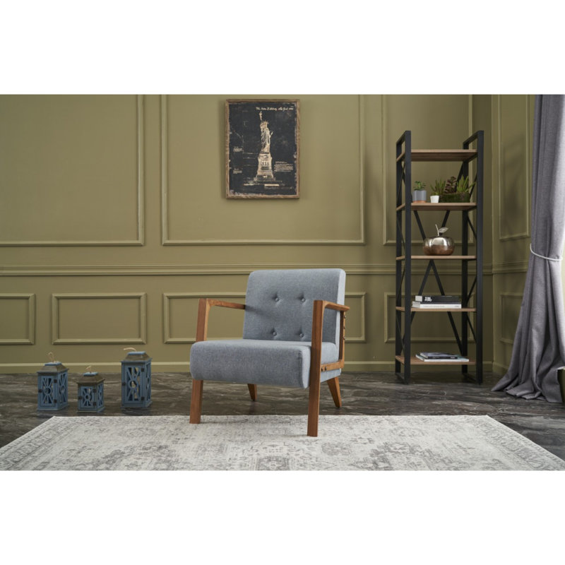 Elegant Wing Chair, Light Blue Fabric, 27.2 x 31.5 x 32.7 inches | Solid Beech Wood Frame & Legs, 100% Polyester Upholstery, 12.0 in High 32 DNS Foam Cushion | Modern & Traditional Design for Living Room & Hotel