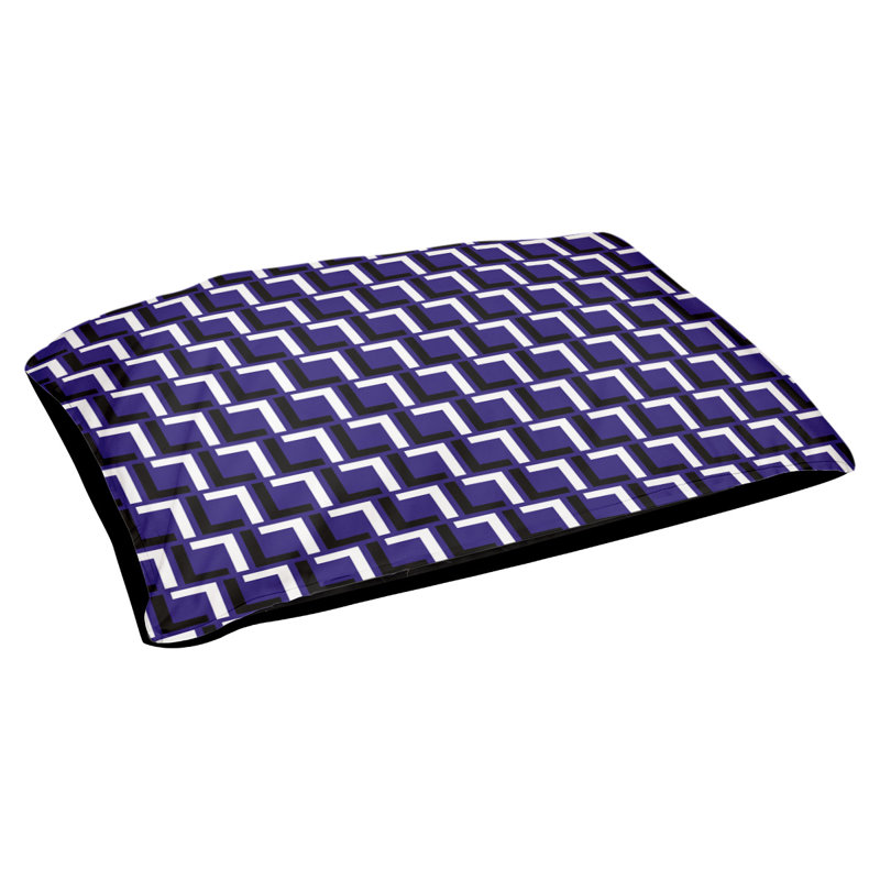 Coussin pour chien Bonheur, Small  (18'' W x 28'' D x 4'' H), Mauve / noir / blanc