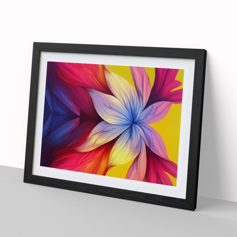 Adventurous Modern Flower - Single Picture Frame Painting, Black Framed, 46cm H x 64cm W x 2cm D