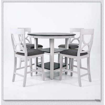 5-pcs Counter Height Dining Set with Built-in Storage,  for Modern and Space-Efficient Kitchens