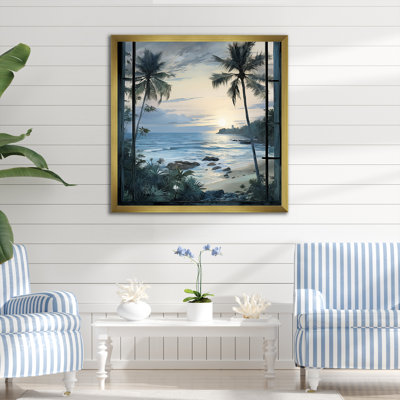 «Tranquility Beach Windows Horizon II - Coastal Windows», art mural