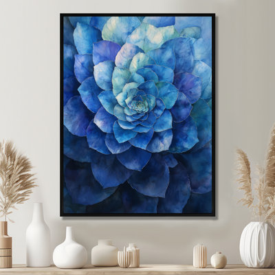 Bleu et vert hortensia Vortex IV - art mural hortensia
