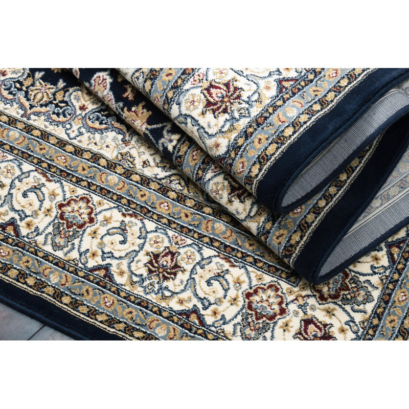 Tapis bleu/ivoire Attell, Rectangle 9 pi 2 po x 12 pi 10 po