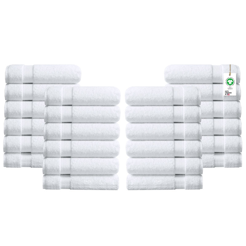 Serviette de toilette en coton biologique à séchage rapide 650 g / m², 13 po x 13 po, Blanc